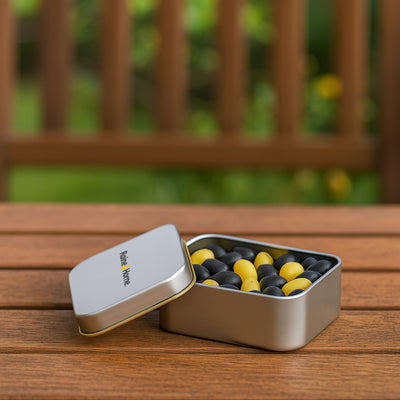 Corporate Colour Mini Jelly Beans in Silver Rectangular Tin LL335