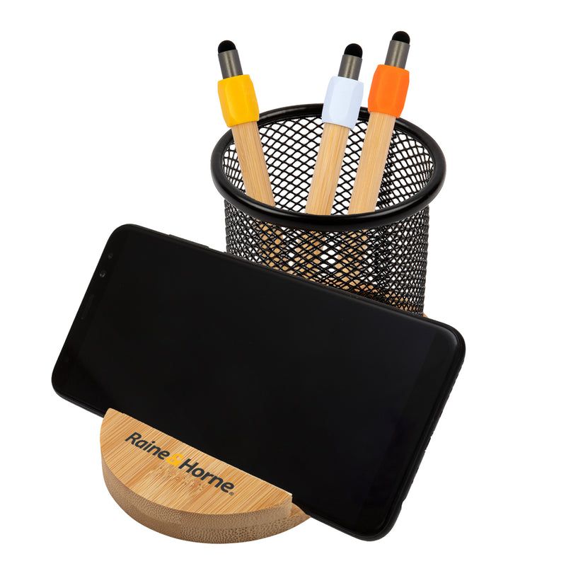 Bamboo Pen Tidy Phone Stand LL8200